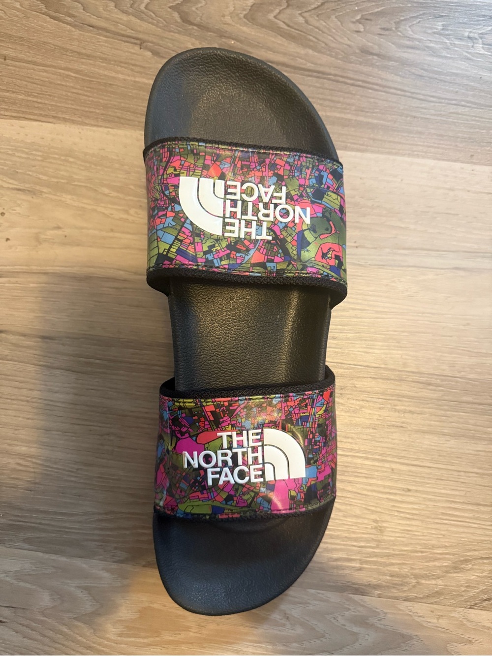 The North Face Slides with colorful Graphic Straps